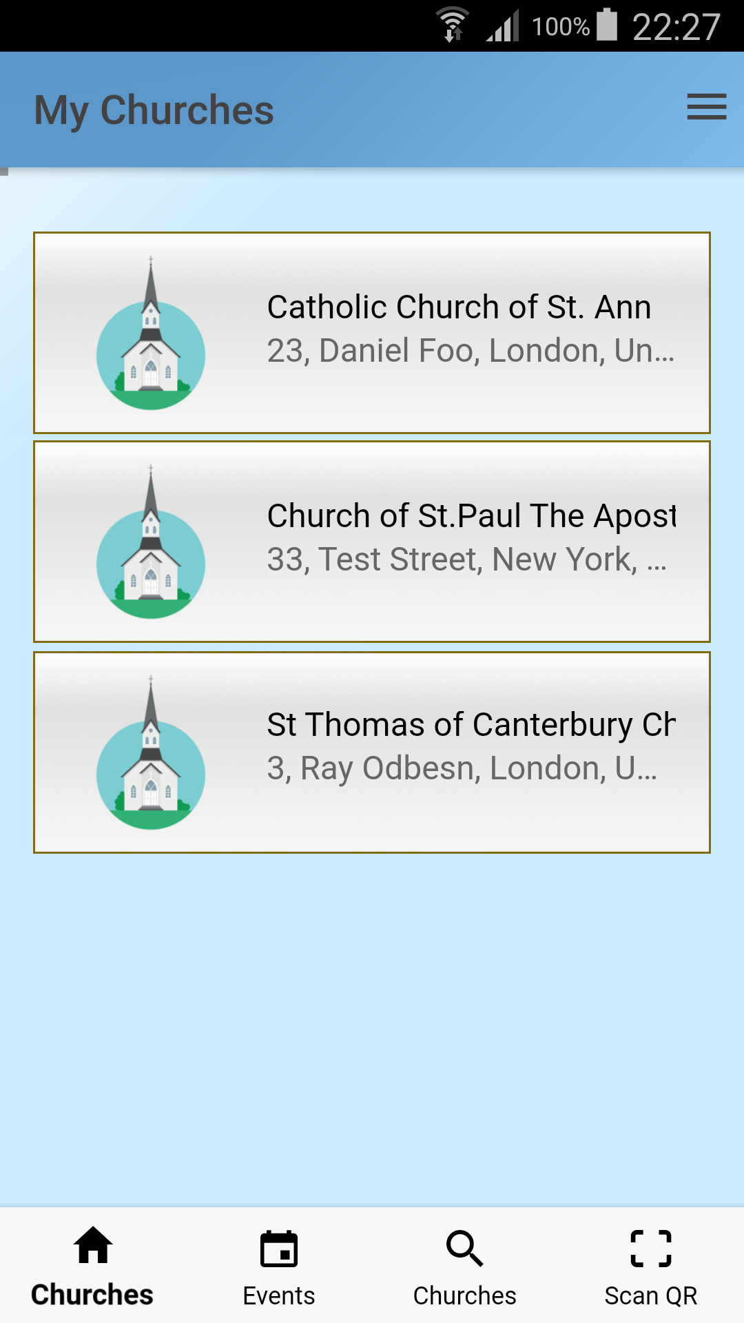 Page of one church