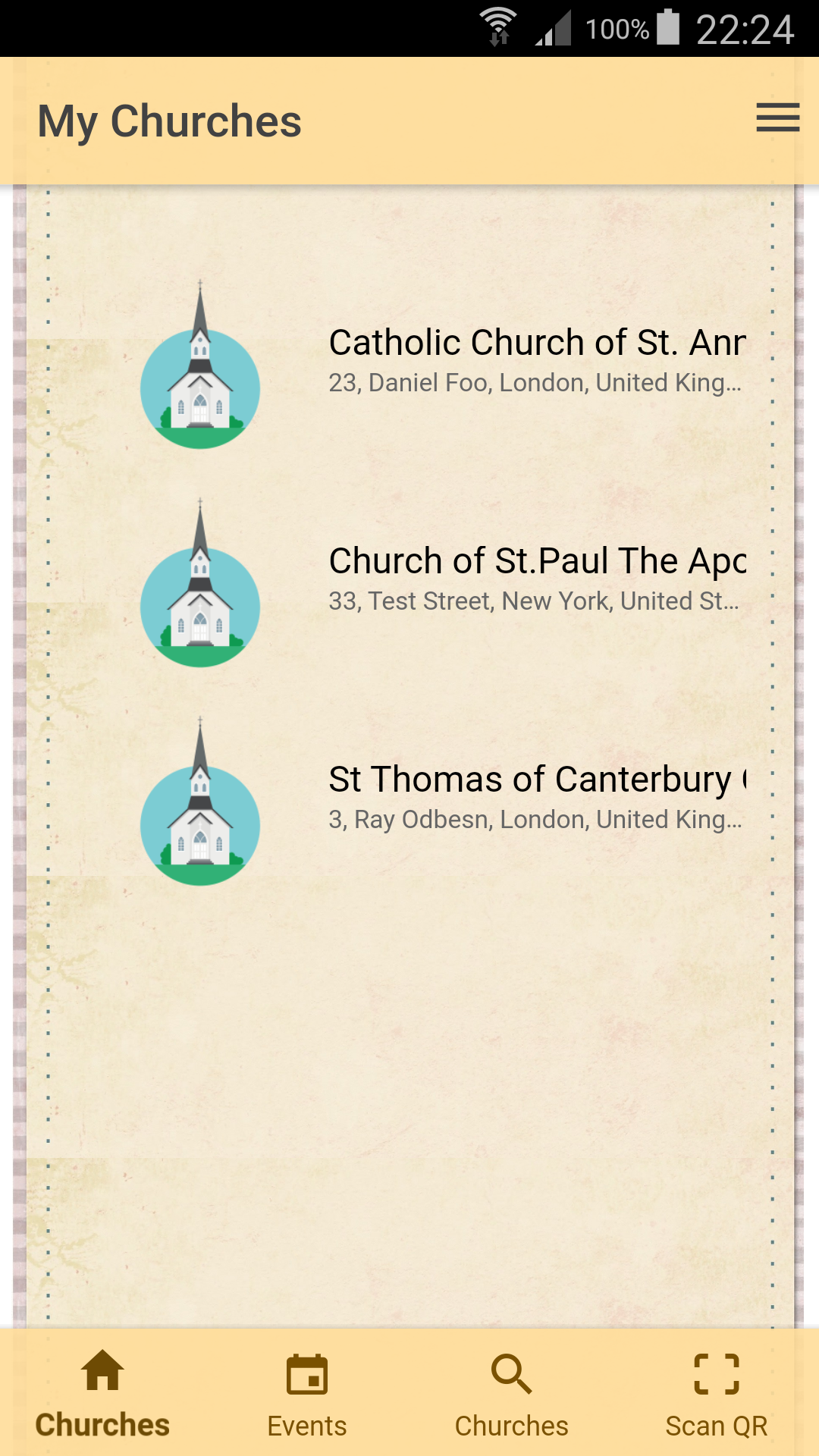 Main Page of App